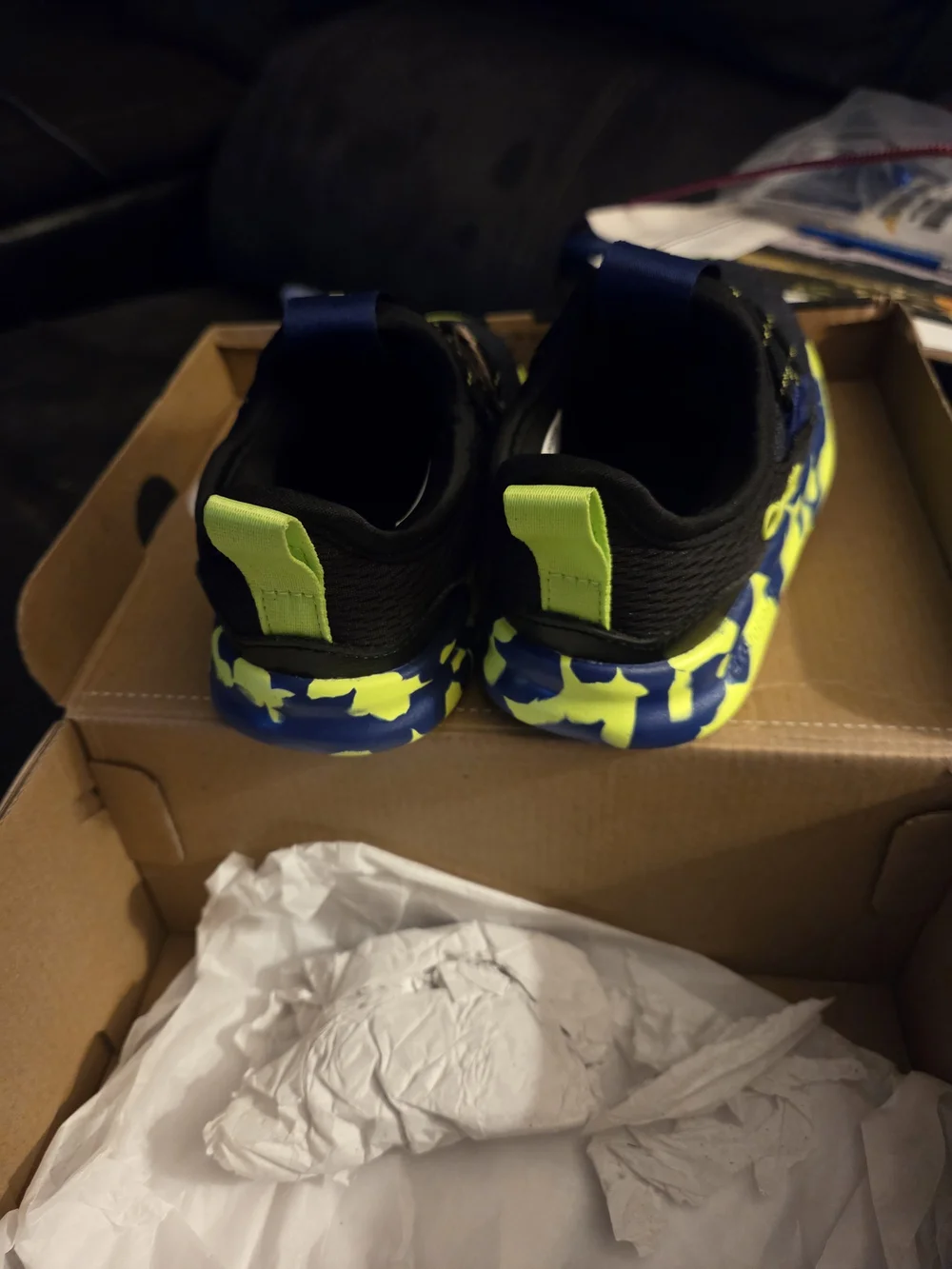 adidas Kids Blue & Yellow Camo-Accent Athletic Sneakers